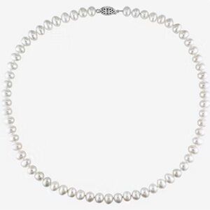 Brand new 18” women’s white cultured pearl sterling silver strand necklace!